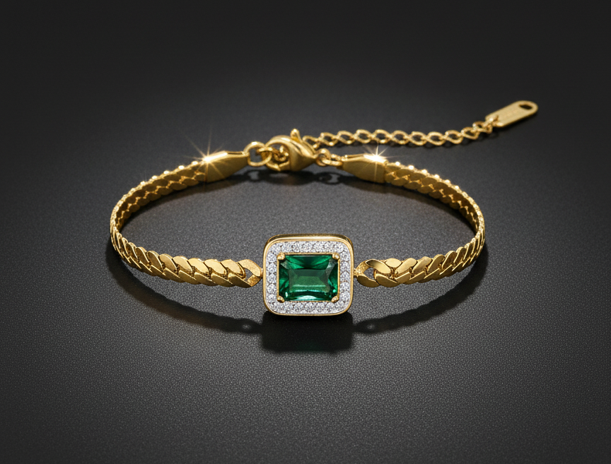 Emerald Radiance Gold Bracelet