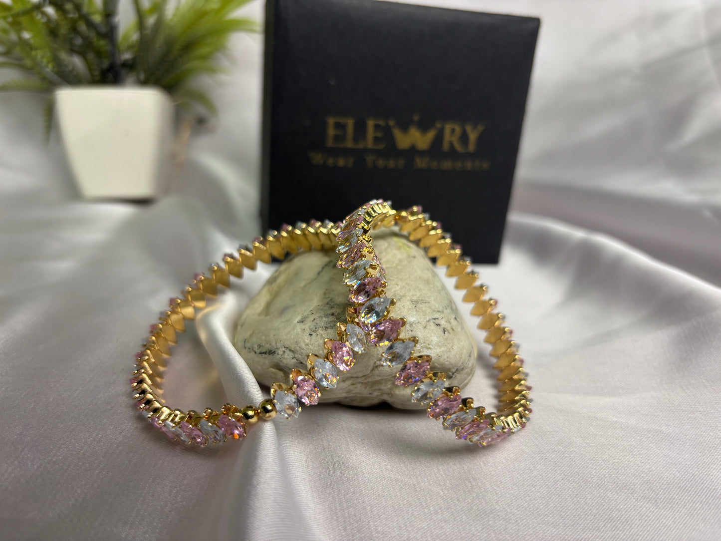 legant Marquis Black Crystal Wrap Bracelet – Gold Rhinestone Bangle Set