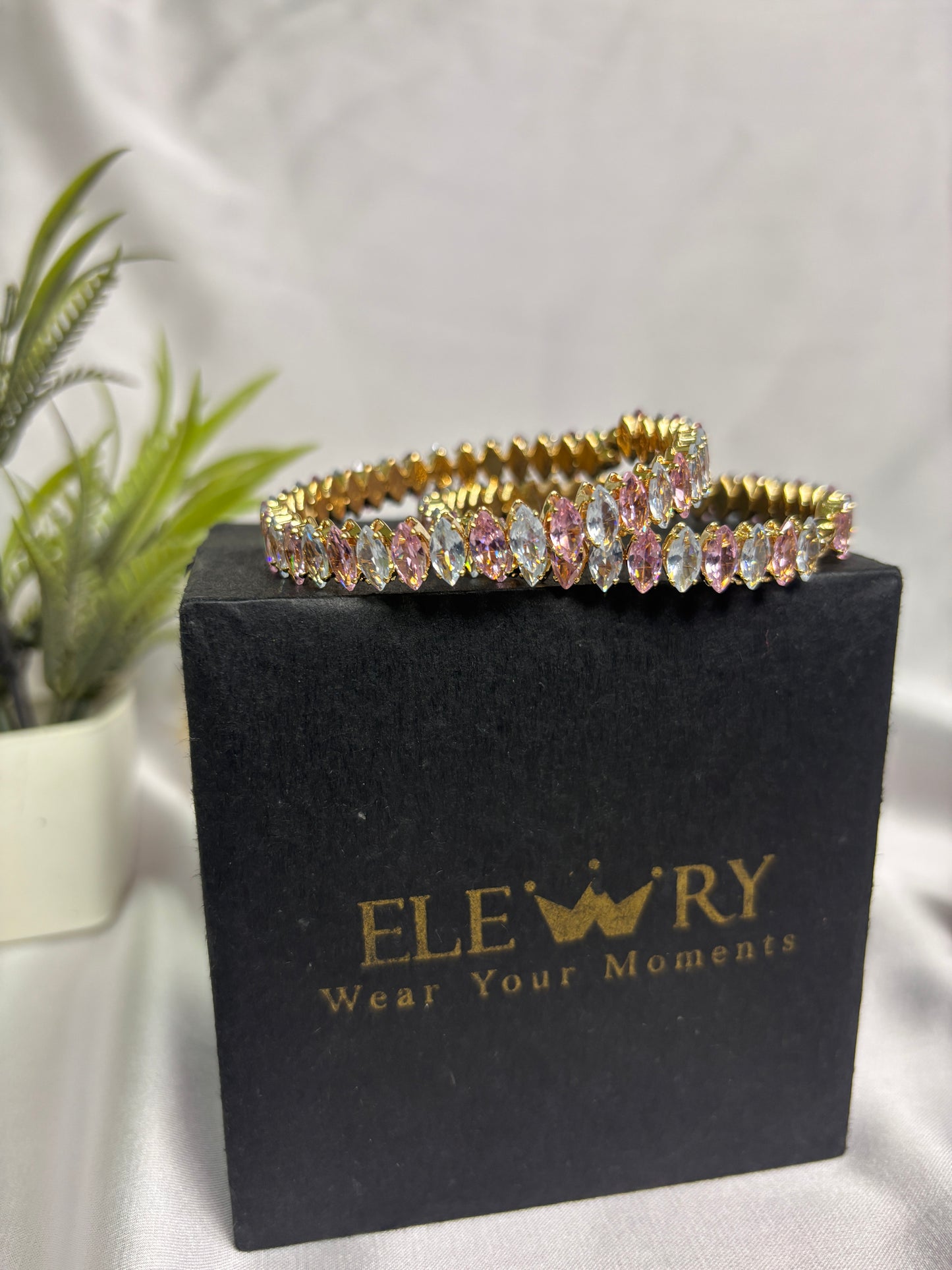 legant Marquis Black Crystal Wrap Bracelet – Gold Rhinestone Bangle Set