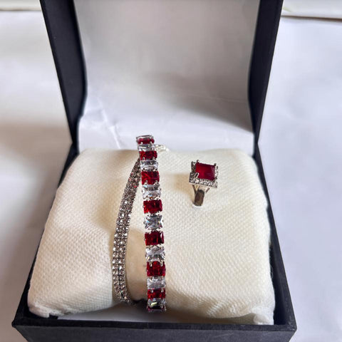 Elegant 2-in-1 stones Bracelet & Ring Set